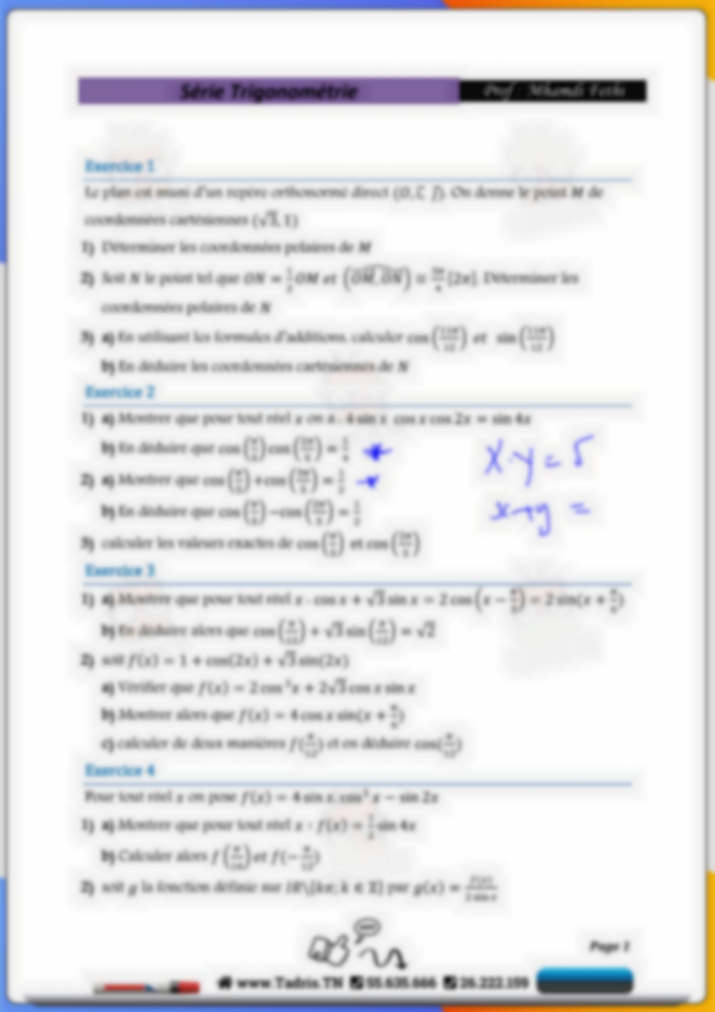 ≡ Formules de transformation — 3ème années Mathématiques ...